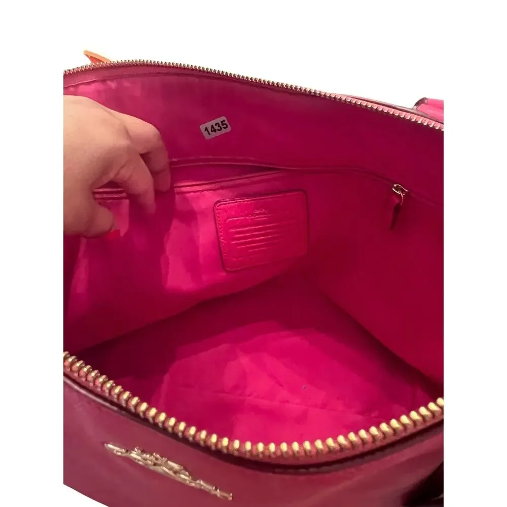 Coach Ava II Pebbled Leather Large Fuschia Gold Hardware Tote Purse